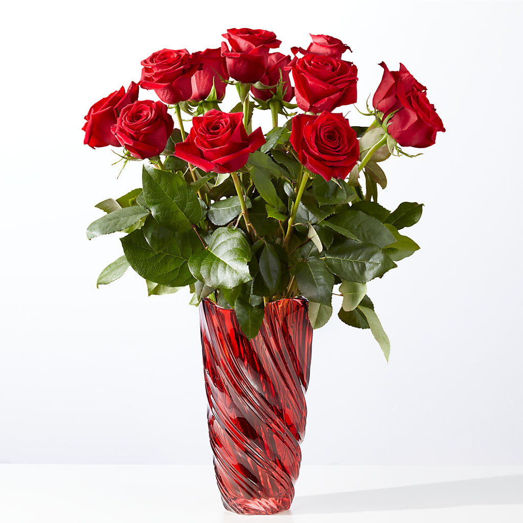 Classic Love Red Rose Bouquet with Luxe Swirl Vase – ROWLEE'S BUDS, Los Osos CA