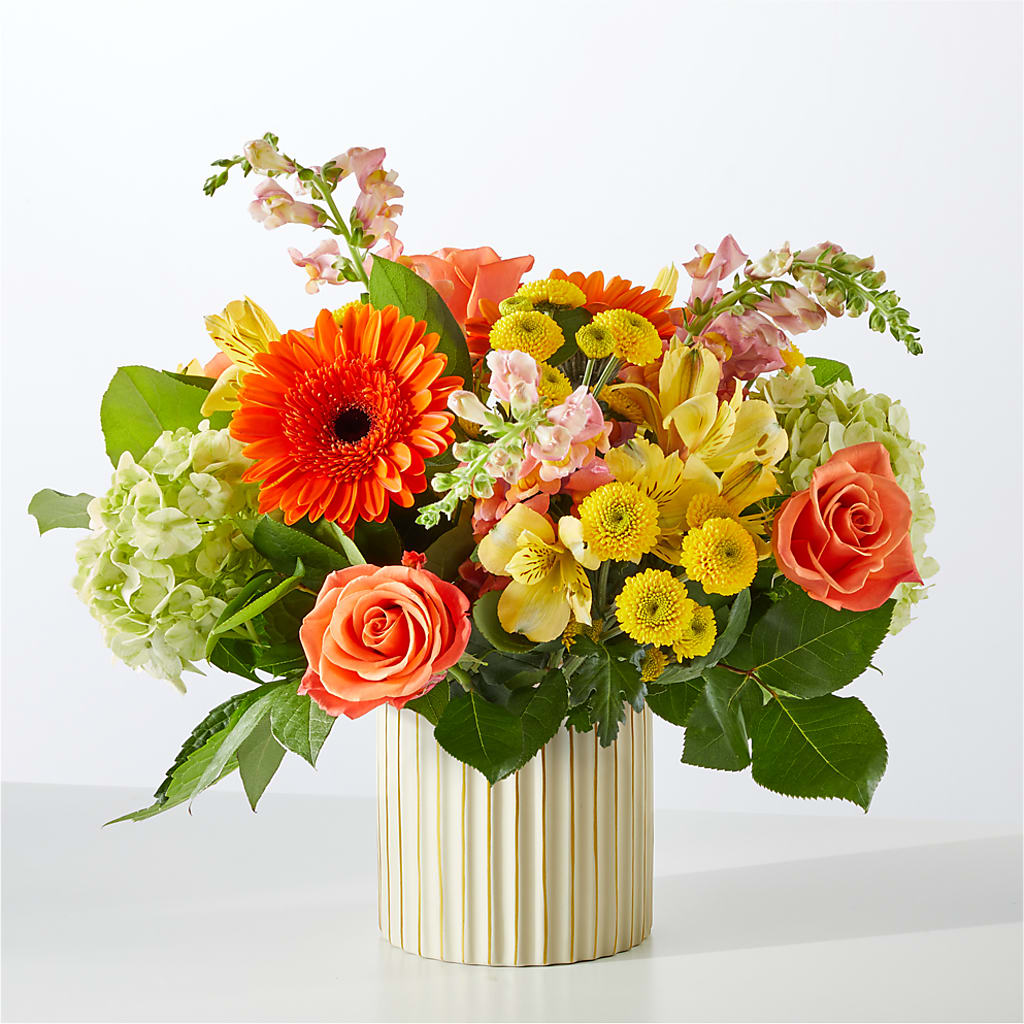 Autumn Sunshine Bouquet with Ivory Vase – ROWLEE'S BUDS, Los Osos CA