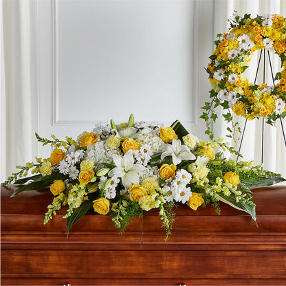 Golden Harmony Casket Spray – ROWLEE'S BUDS, Los Osos CA